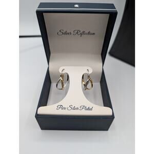 Silver Reflection Two Tone Intertwined Hoop Earrings Pure Silver Plated NIB